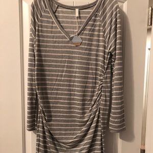 Pinkblush grey strip maternity dress